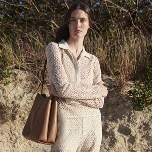 Rag & Bone Liv Mesh Polo Shirt in Turtledove Size Small NWT